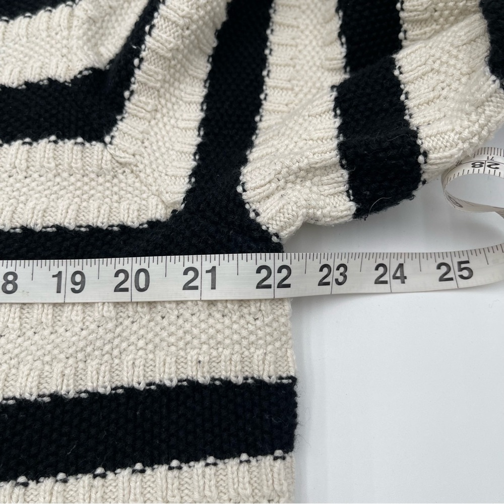 J Jill Wherever Collection Striped Black Ivory Knit Cardigan Large Petite Office - Picture 11 of 12